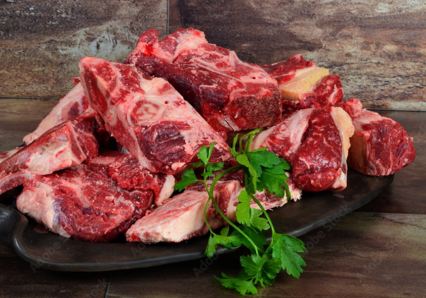 Stewing beef on bone